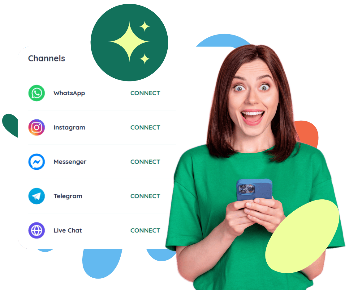 Digital marketing platform interface with social media connection options.