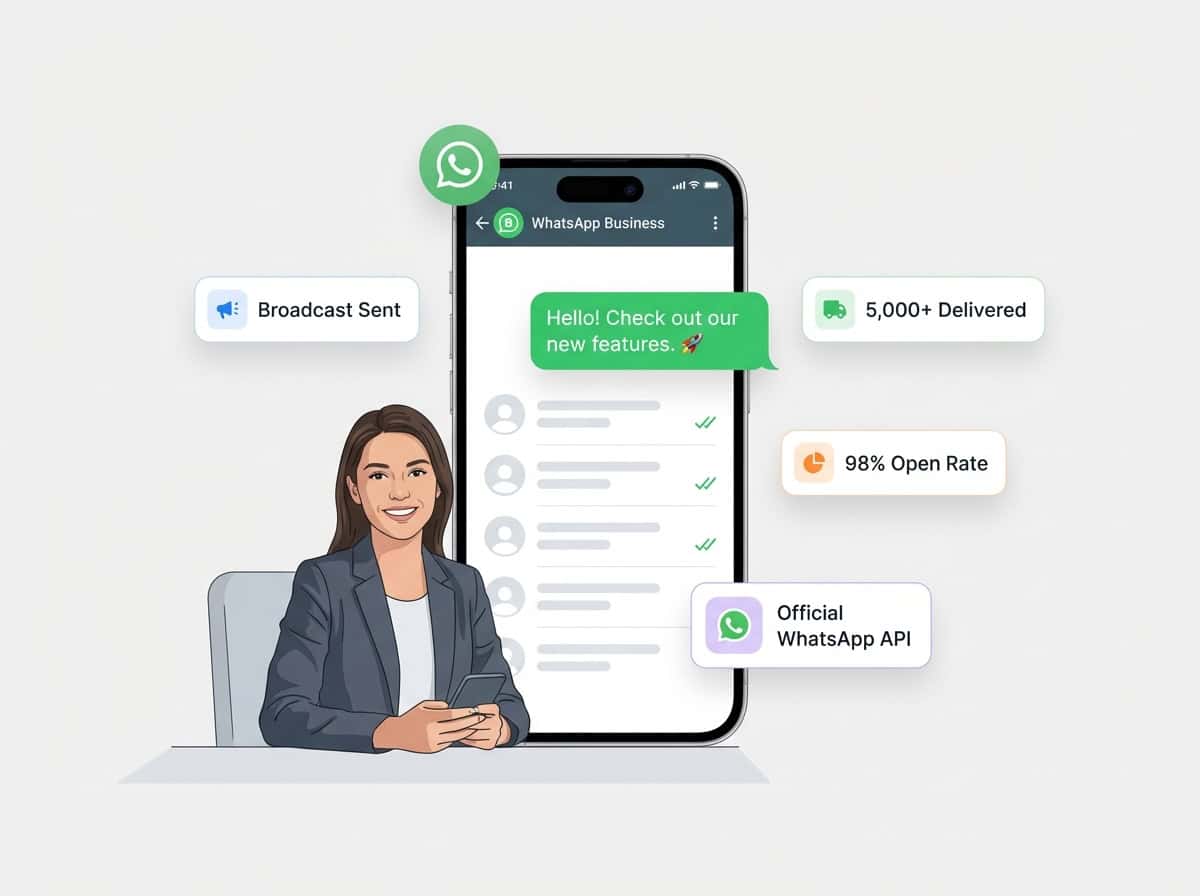 WhatsApp Business app with messaging features and API integration.