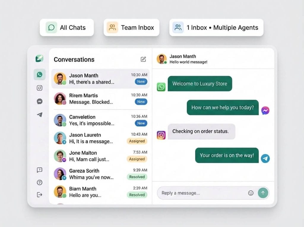 Chat interface screenshot showing customer support and order tracking features.