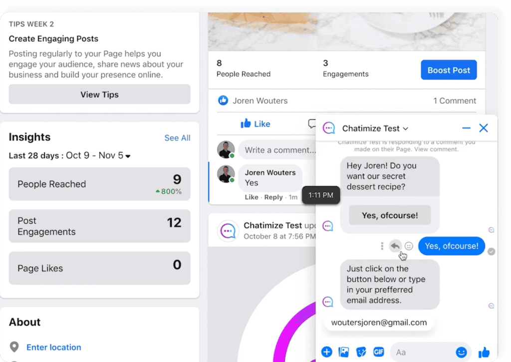 Facebook comment automation