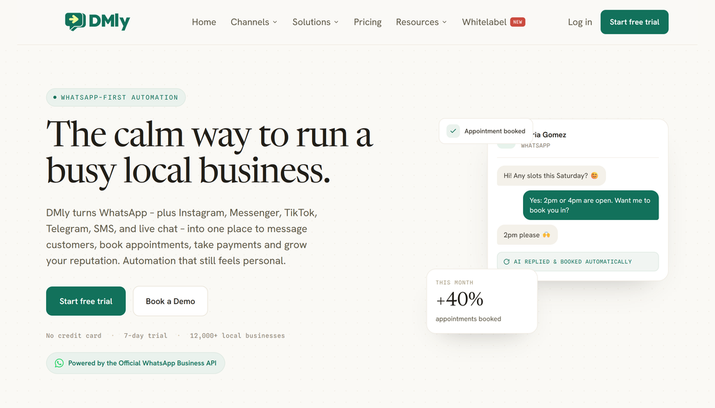 DMly: the all-in-one platform for whatsapp automation, bookings, payments, and reviews