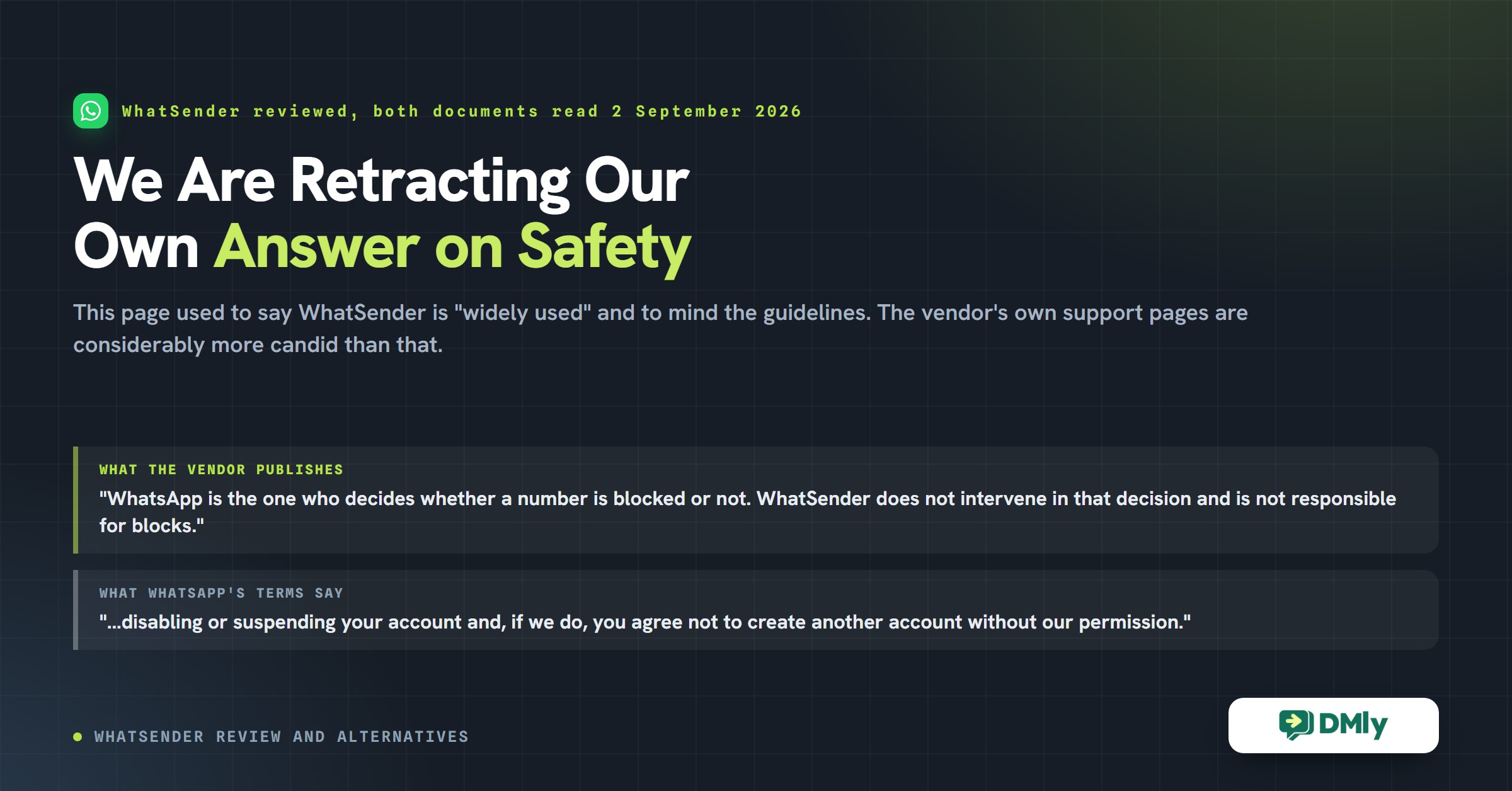 WhatSender Review (2026): We Are Retracting Our Own Answer on Safety
