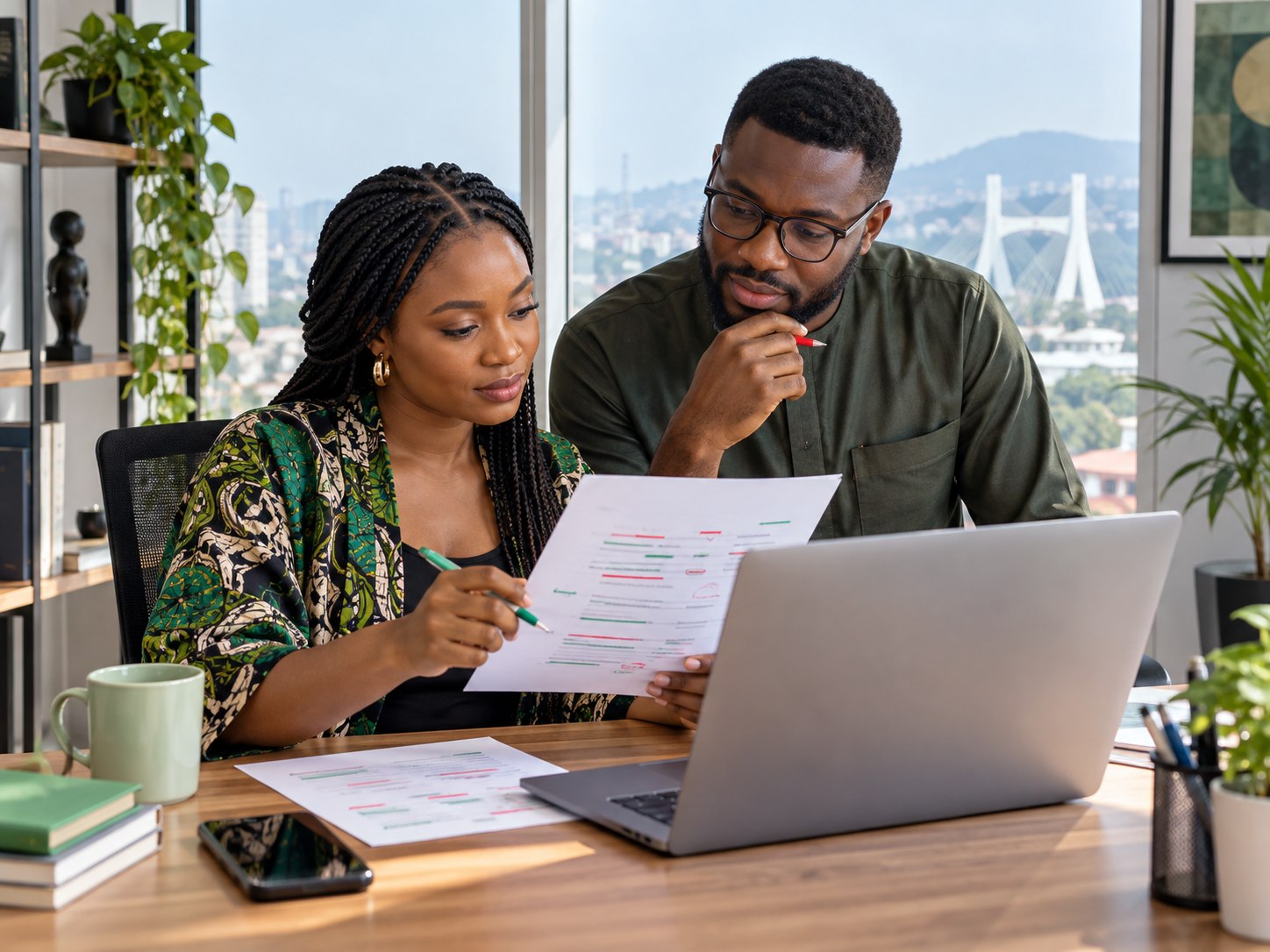 Nigerian communications team reviewing a message template before submission