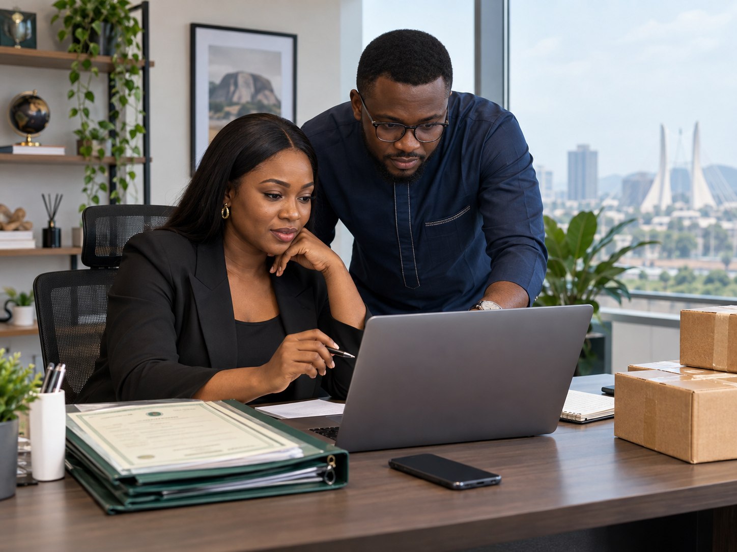 Nigerian business owner completing WhatsApp API verification with a specialist