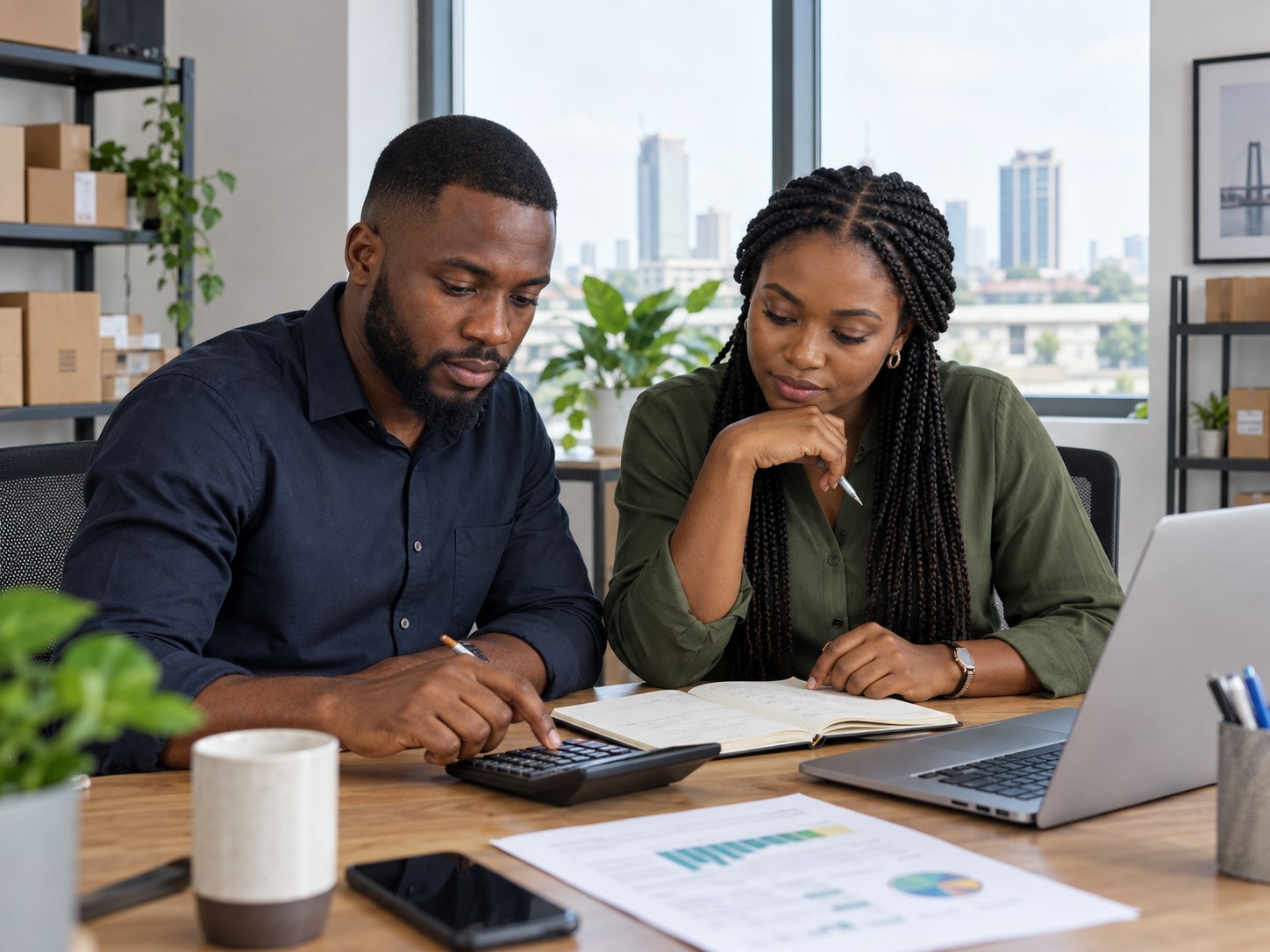 Nigerian operations and finance team calculating messaging costs